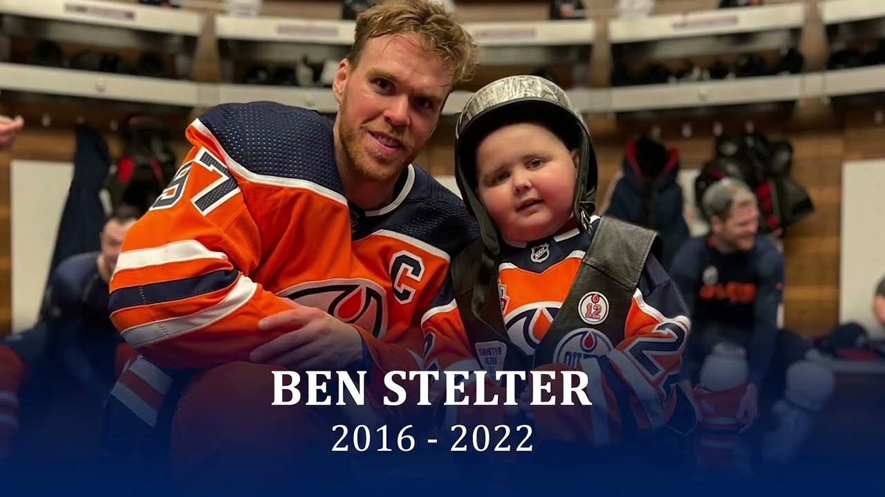 Ben Stelter in an Oilers jersey with Connor McDavid